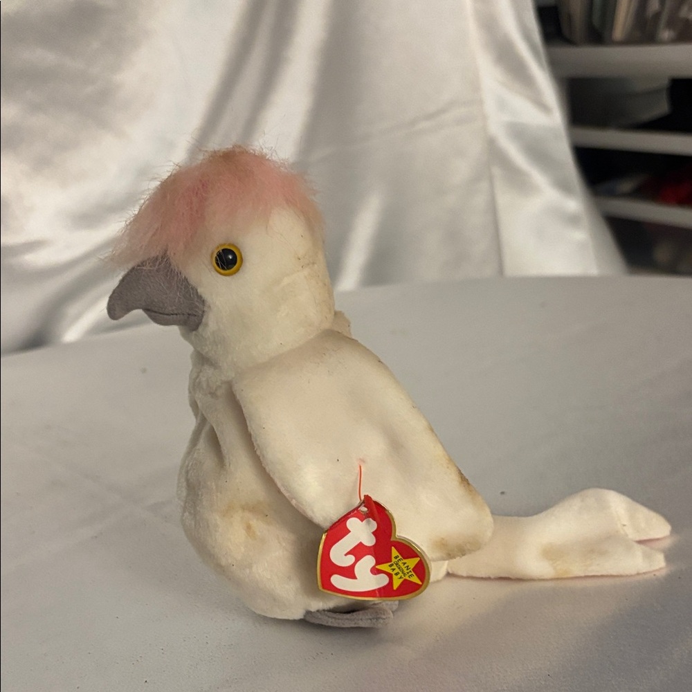 Ty White and Pink Plush Bird Toy